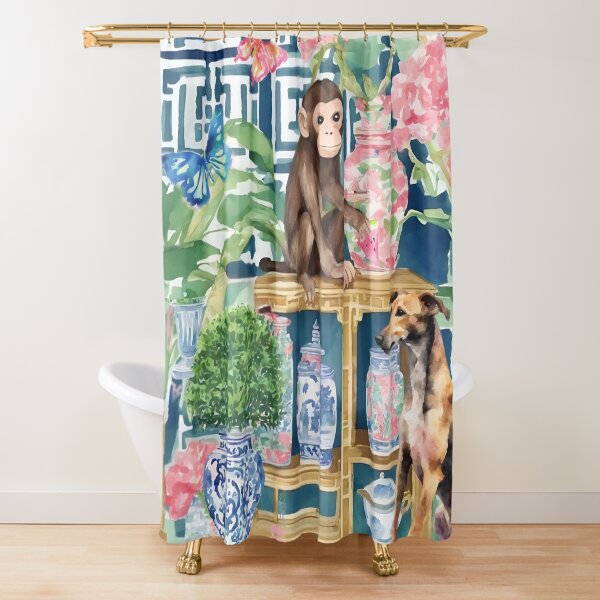 Item preview, Monkey and Lurcher dog in chinoiserie interior designed and sold by SophieClimaArt.