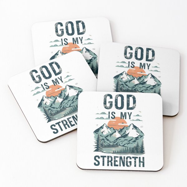 Item preview, God is My Strength, Rock and Trees Nature Design designed and sold by Faithloveshop.