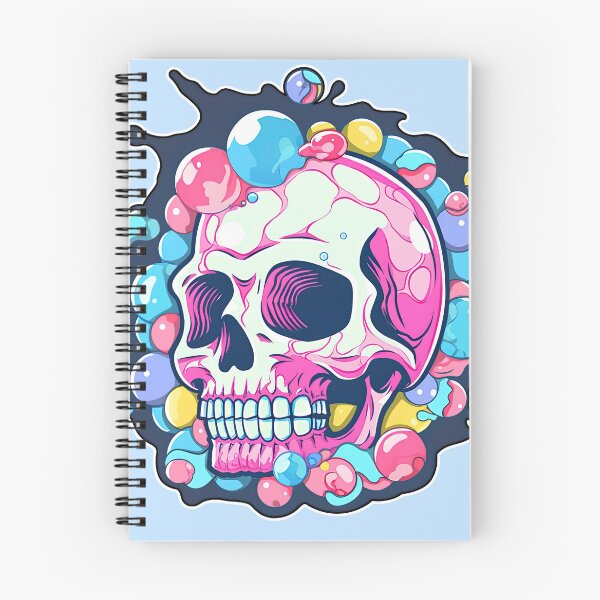 Artikelvorschau, Colorful Bubblegum Skull Lollipop Pink and Blue Sweets Juicy Spooky Halloween entworfen und verkauft von BubbleBone.