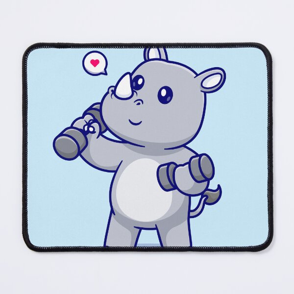 Item preview, Muscle-Bound Rhino: Cute Cartoon Icon for Animal Fitness Enthusiasts designed and sold by hjian8219.