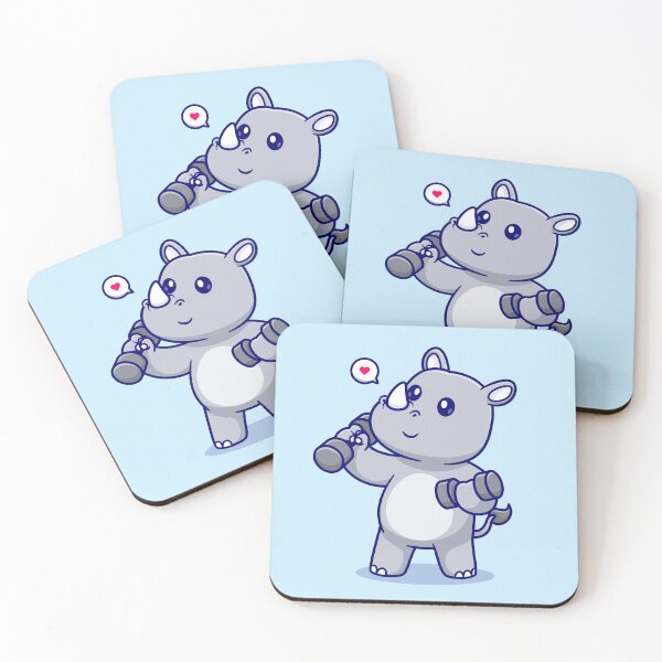 Item preview, Muscle-Bound Rhino: Cute Cartoon Icon for Animal Fitness Enthusiasts designed and sold by hjian8219.