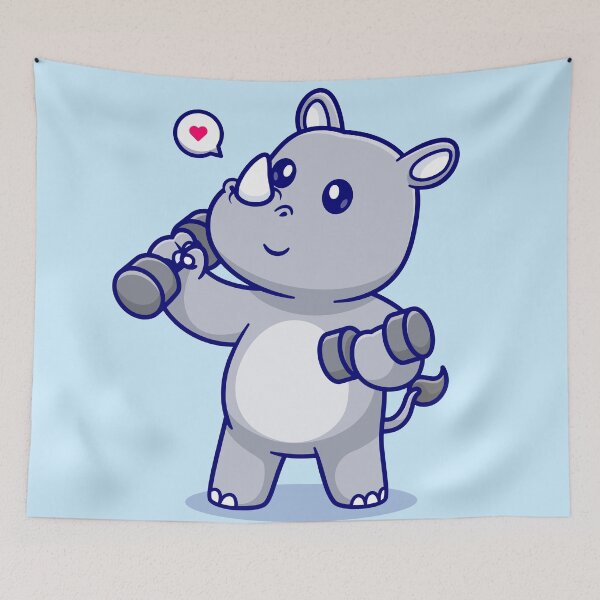 Item preview, Muscle-Bound Rhino: Cute Cartoon Icon for Animal Fitness Enthusiasts designed and sold by hjian8219.