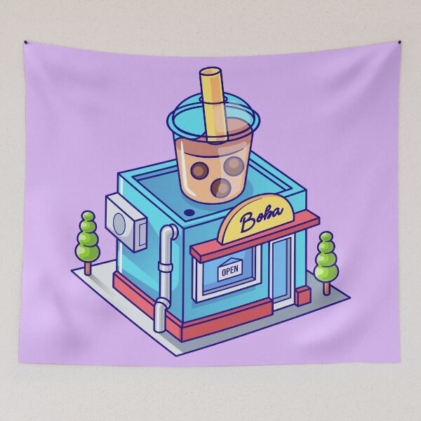 Item preview, "Isometric Boba Milk Tea Shop: A Sip of Delightful Design designed and sold by hjian8219.