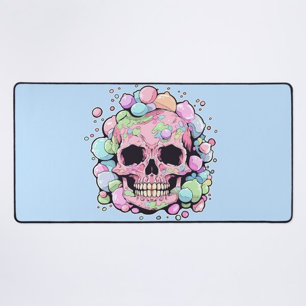 Artikelvorschau, Colorful Bubblegum Skull Lollipop Pink and Blue Sweets Juicy Spooky Halloween entworfen und verkauft von BubbleBone.