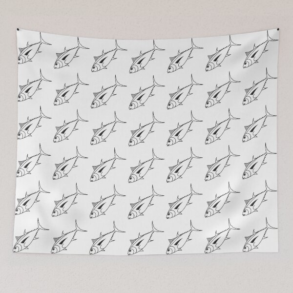 Item preview, Cute Bigeye Tuna Fish in Black and White designed and sold by fruttidimare.
