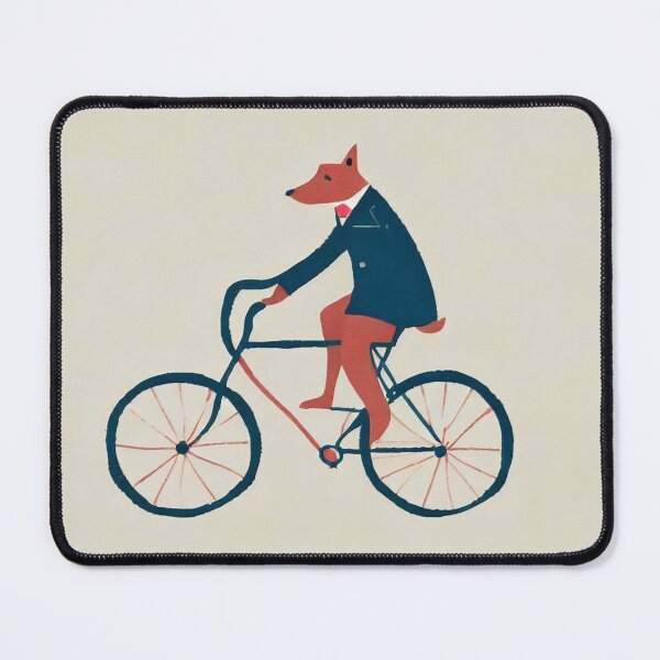Aperçu de l'œuvre Impression risographe minimaliste / Chien d’équitation à vélo créée et vendue par SubtleMetSimple.