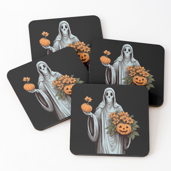 Item preview, Vintage Floral Ghost Halloween with Pumpkin designed and sold by ArtFromBeyond.