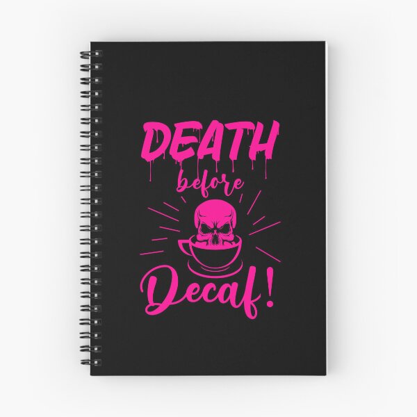 Item preview, skull death before decaf skeleton coffee pink designed and sold by Gossip Rag.