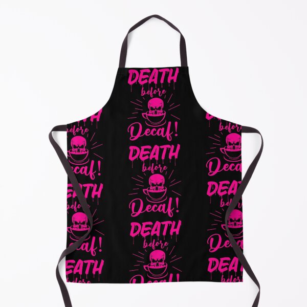 Item preview, skull death before decaf skeleton coffee pink designed and sold by Gossip Rag.