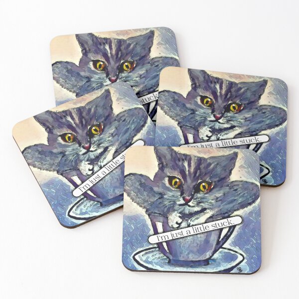Item preview, Cat in Cup is a Little Bit Stuck designed and sold by gleefulme.