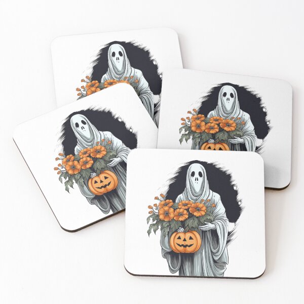 Item preview, Vintage Floral Ghost Halloween with Pumpkin designed and sold by ArtFromBeyond.