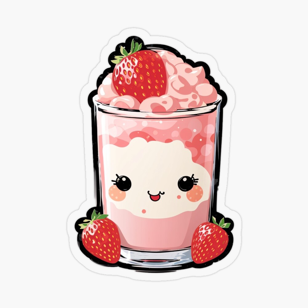 Kawaii strawberry milk sticker  Sticker for Sale by Zackyart2023