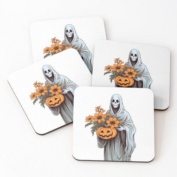 Item preview, Vintage Floral Ghost Halloween with Pumpkin designed and sold by ArtFromBeyond.