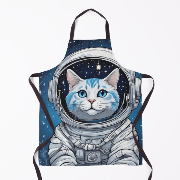 Item preview, white space cat with full moon and stars in space. Astronaut cat. designed and sold by By-Jeff.