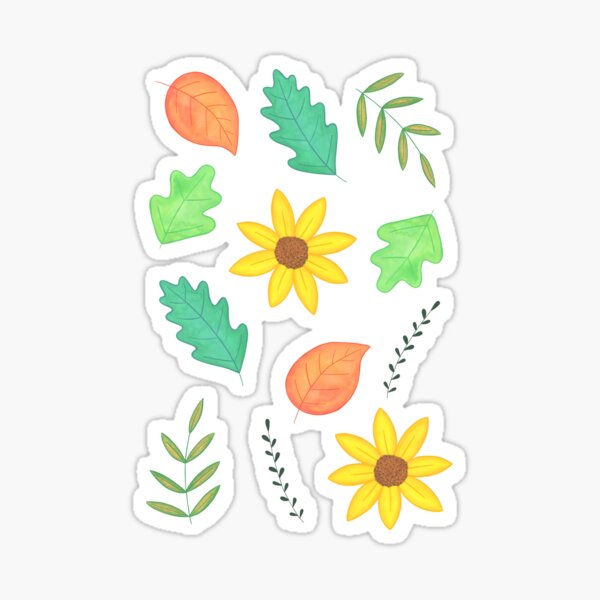 Item preview, Autumn pattern with leaves and sunflowers designed and sold by NashTheArtist.
