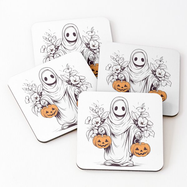 Item preview, Vintage Floral Ghost Halloween with Pumpkin designed and sold by ArtFromBeyond.