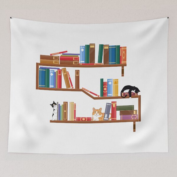 Item preview, Bookish Cat Aesthetic - Cat On A Bookshelf designed and sold by Wiss2Arts.