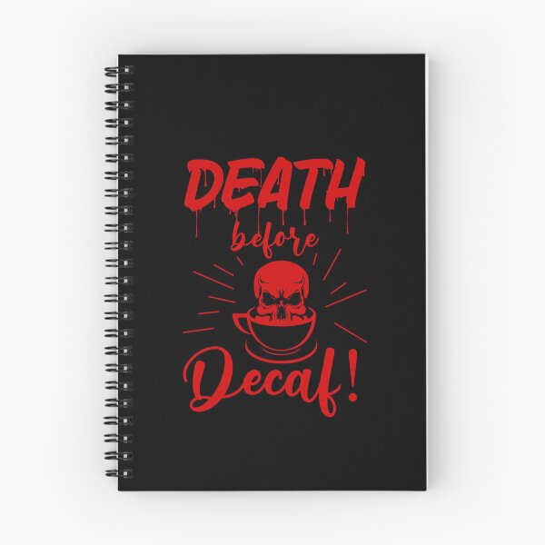 Item preview, skull death before decaf skeleton coffee red designed and sold by Gossip Rag.