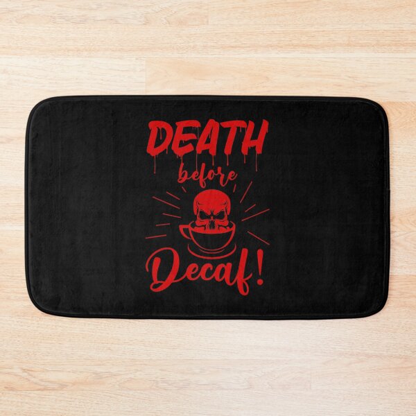 Item preview, skull death before decaf skeleton coffee red designed and sold by Gossip Rag.