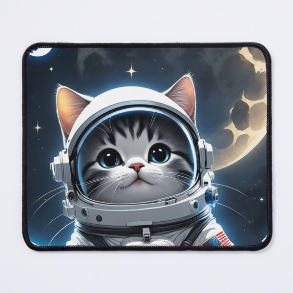 Item preview, Cute space cat looking at the full moon and stars. Astronaut cat. designed and sold by By-Jeff.
