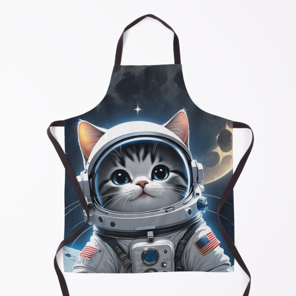 Item preview, Cute space cat looking at the full moon and stars. Astronaut cat. designed and sold by By-Jeff.