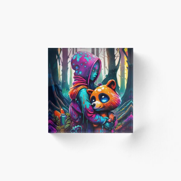 Item preview, alien hugging a teddy bear vibrant artwork  designed and sold by Golden6boy.