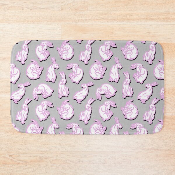 Item preview, White rabbit , hare, illustration, cute ,blue, white, pink, pattern ,wallpaper , paint ,pastel  designed and sold by letsgow8th.
