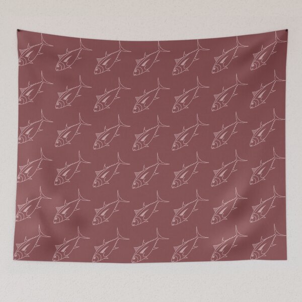 Item preview, Cute Bigeye Tuna Fish in Dusty Pink on Burgundy designed and sold by fruttidimare.
