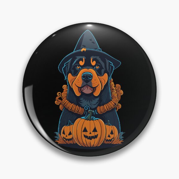 Artikelvorschau, Rottweiler Halloween Rottweiler Hund mit Hexenhut und Kürbis entworfen und verkauft von Peculiarts.