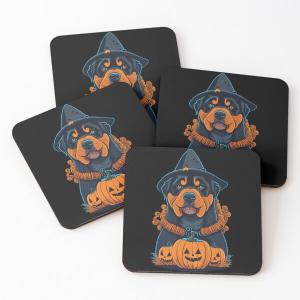 Artikelvorschau, Rottweiler Halloween Rottweiler Hund mit Hexenhut und Kürbis entworfen und verkauft von Peculiarts.