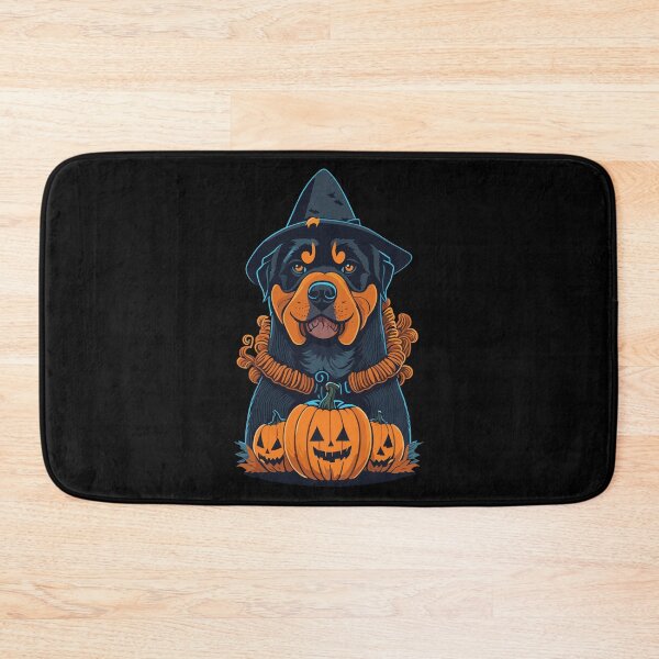 Item preview, Rottweiler Halloween Rottweiler Dog Wearing Witch Hat With Pumpkin designed and sold by Peculiarts.