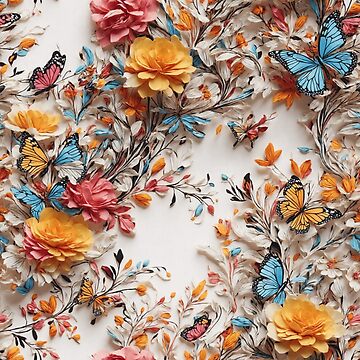 Artwork thumbnail, Flowers & Butterflies pattern by DJALCHEMY