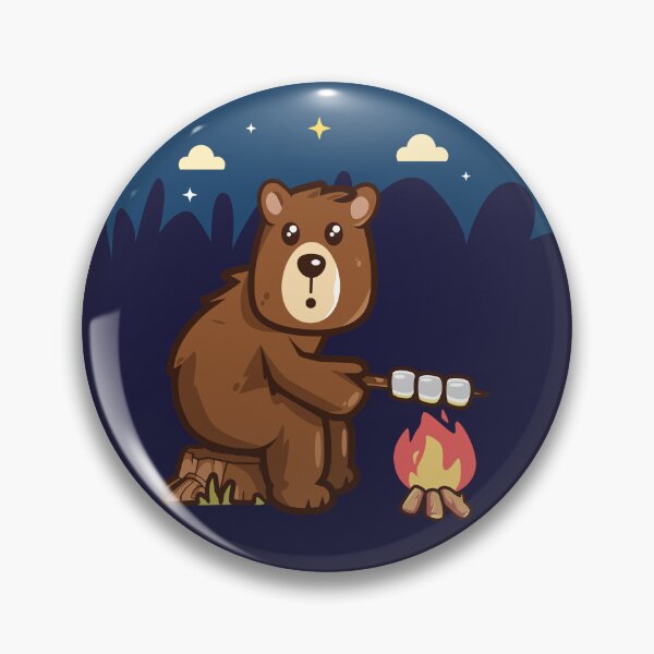 Item preview, Bear toasting marshmallows (on light colors) designed and sold by messy-nessie.