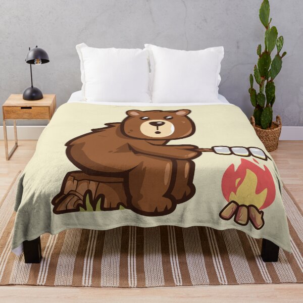 Item preview, Bear toasting marshmallows (on light colors) designed and sold by messy-nessie.