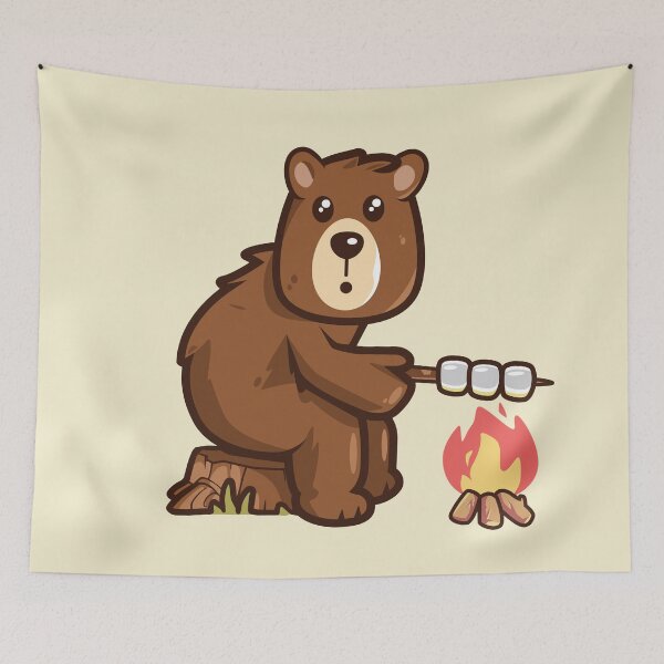 Item preview, Bear toasting marshmallows (on light colors) designed and sold by messy-nessie.