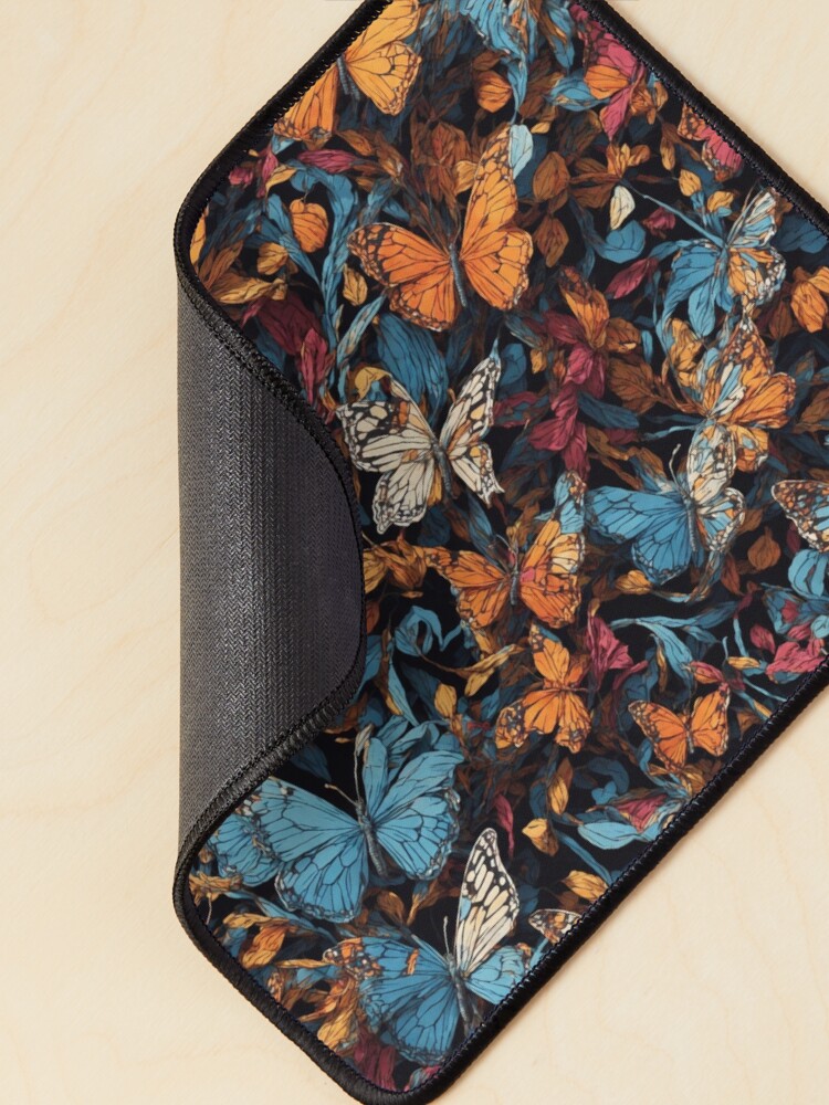 Thumbnail 2 of 5, Mouse Pad, Abstract Butterfly pattern on dark background designed and sold by DJALCHEMY.