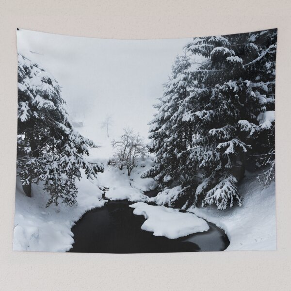 Item preview, Snowy pond and trees disappearing in fog designed and sold by Patrik Lovrin.
