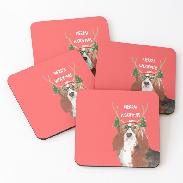 Item preview, Basset Hound Merry Woofmas  designed and sold by beastieboutique.