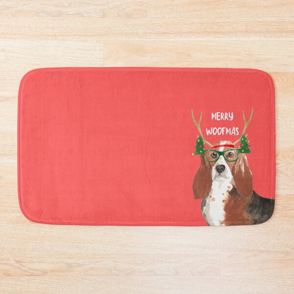 Item preview, Basset Hound Merry Woofmas  designed and sold by beastieboutique.