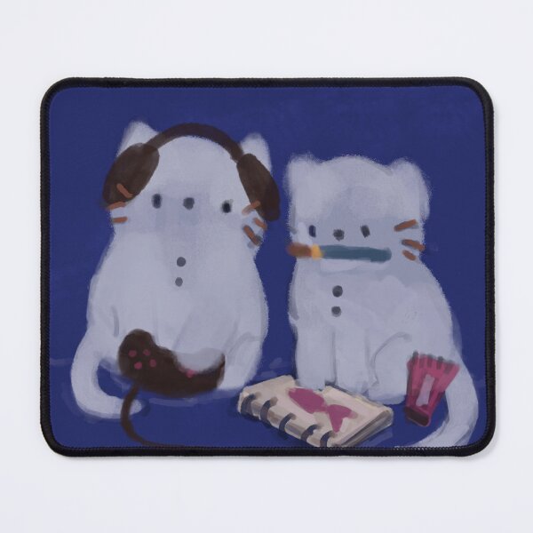Item preview, Two cute white cats - gamer boyfriend & artist girlfriend designed and sold by kuiello.