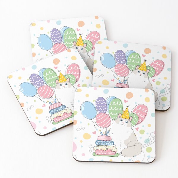 Item preview, Blue Gray Bicolor Ragdoll Cat Birthday Party 2 designed and sold by lulululupaint.