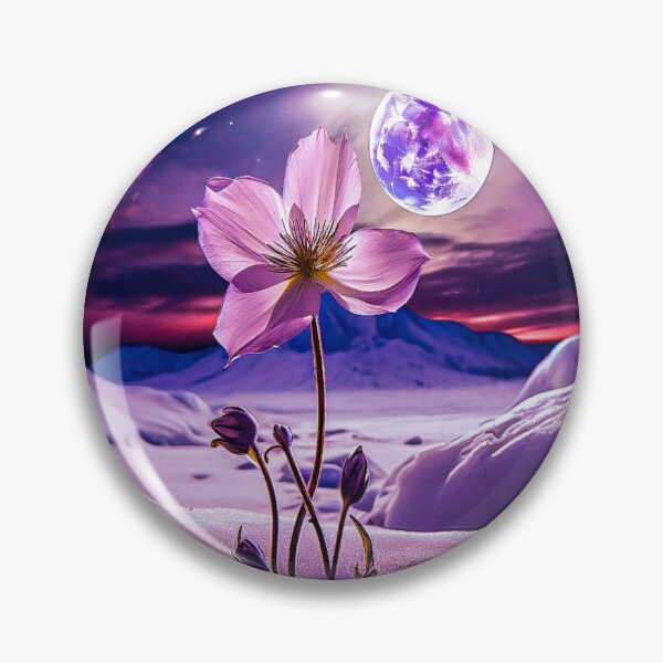 Item preview, Espejismo iluminado por la luna del desierto: flores moradas en arenas blancas designed and sold by PulseFusion.