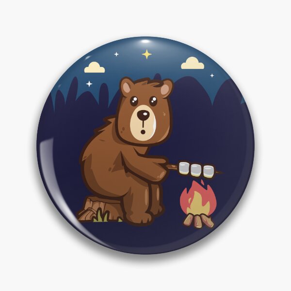 Item preview, Bear toasting marshmallows (on dark colors) designed and sold by messy-nessie.