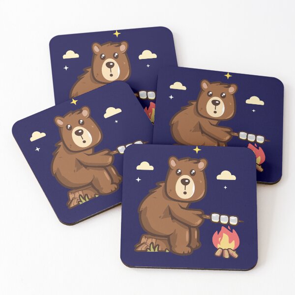 Item preview, Bear toasting marshmallows (on dark colors) designed and sold by messy-nessie.