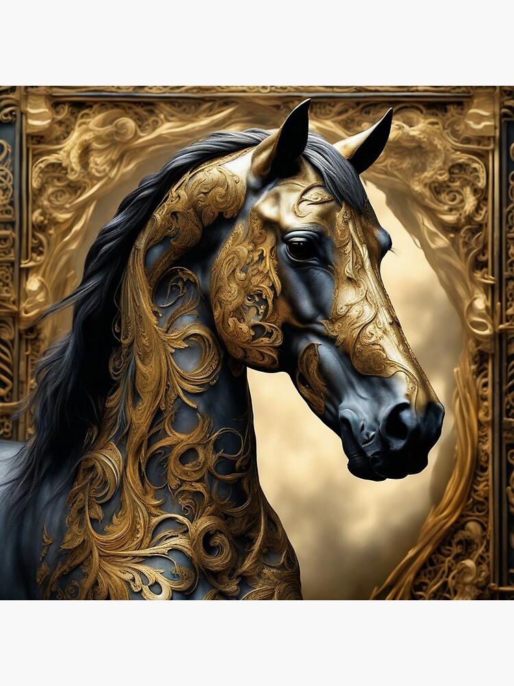 Thumbnail 3 of 3, Canvas Print, Golden Horse designed and sold by LenCarol.