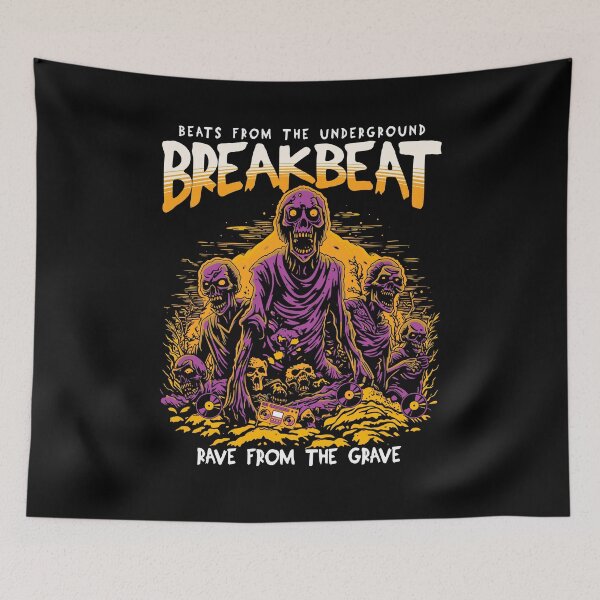 Artikelvorschau, BREAKBEAT – Halloween Race From The Grave (orange/lila) entworfen und verkauft von Discothreadz.