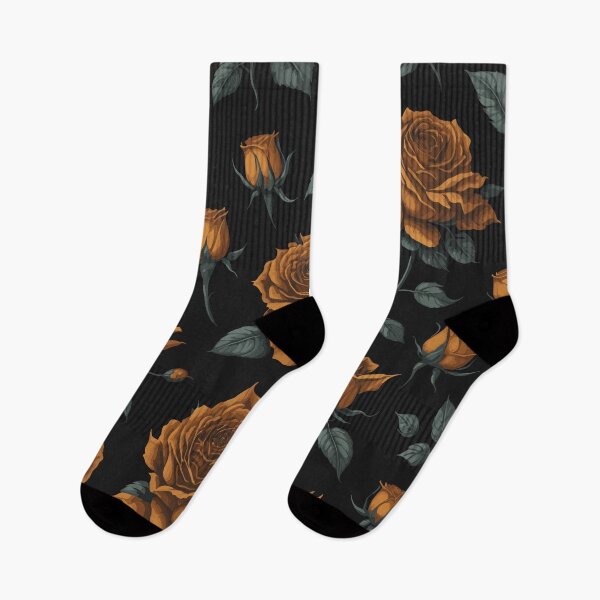 Item preview, Orange Rose Floral Pattern on Black designed and sold by GraphicsClub.