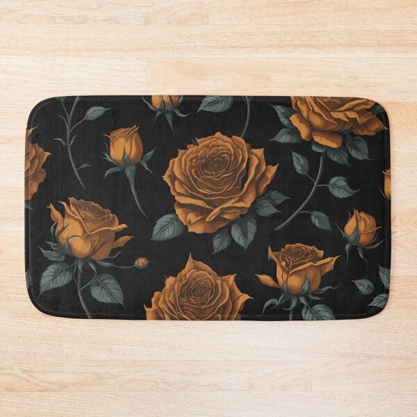 Item preview, Orange Rose Floral Pattern on Black designed and sold by GraphicsClub.