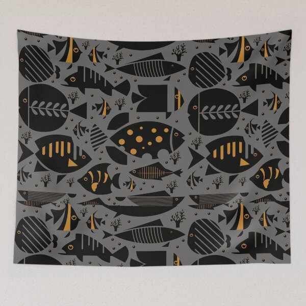 Item preview, watercolor black fishes designed and sold by obinsuma.
