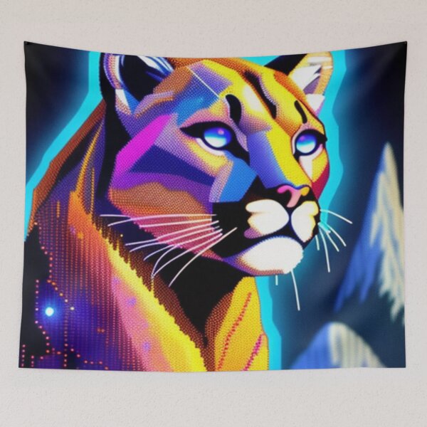 Item preview, Neon pixels mountain lion  designed and sold by Roxburylane.